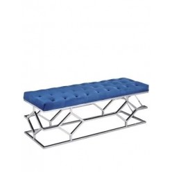 Банкетка selena велюр синяя, серебро