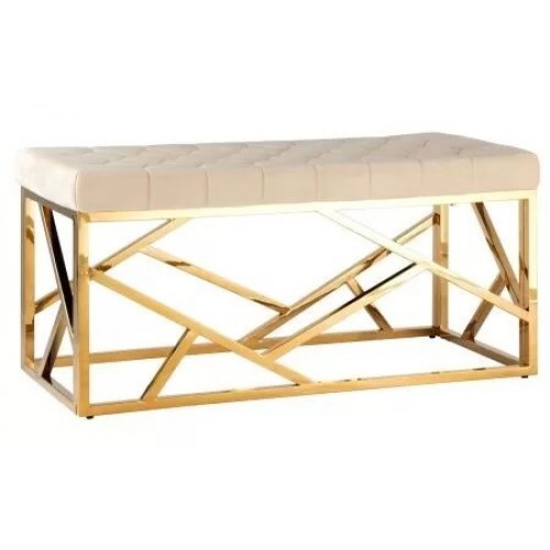 Банкетка eve велюр бежево-розовая, золото